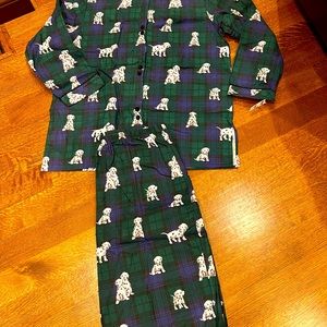 Flannel plaid pajamas with Dalmatian pups. Large. New with tags